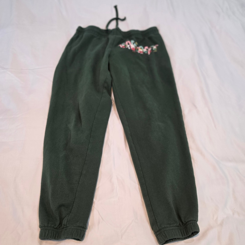 Peanuts Joggers Women Medium Green Good Holiday Charlie Brown Graphic Sweatpants